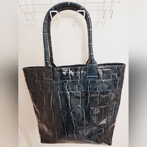 Kate Spade Vintage Croc leather Shoulder Bag Tote Dark Green